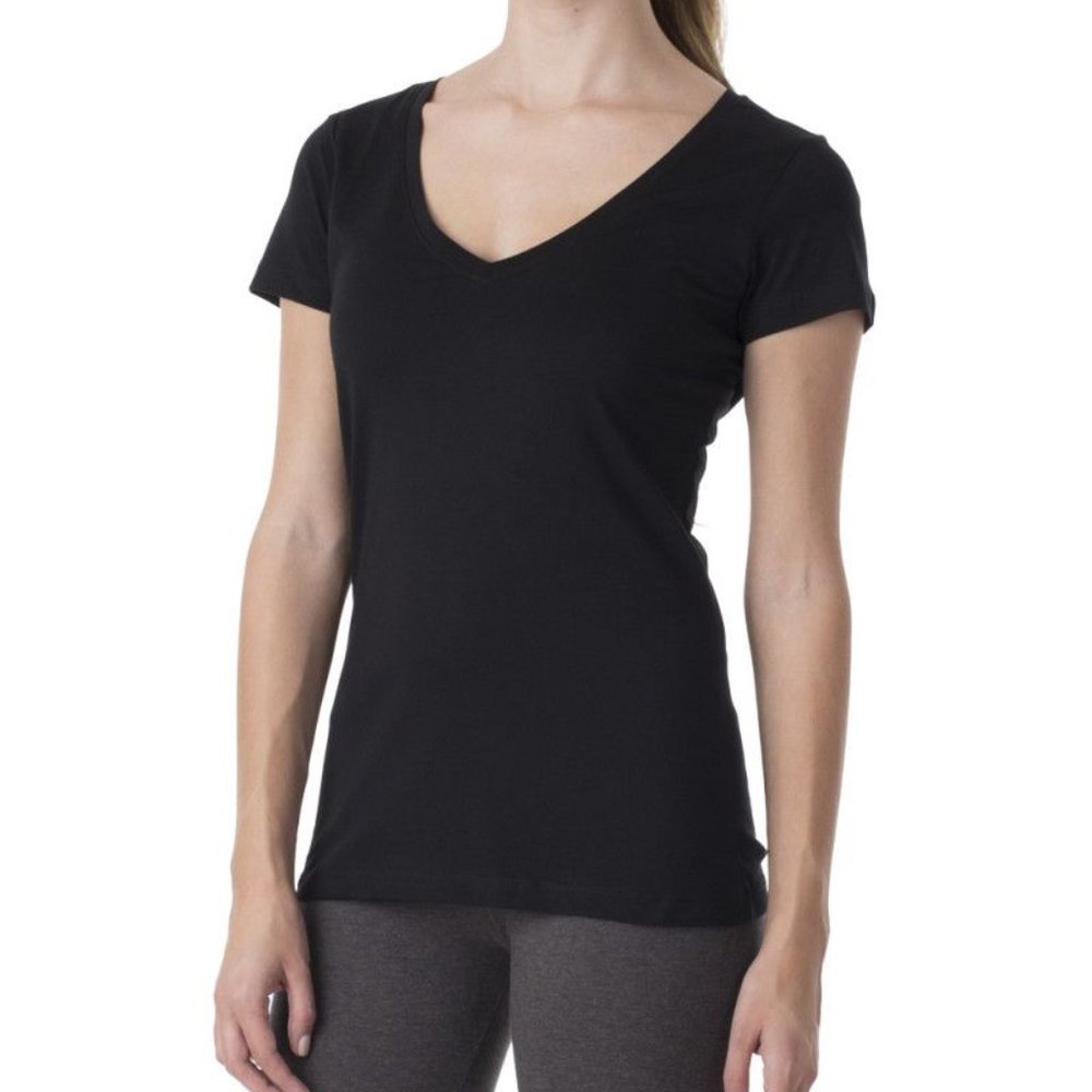 Pact Organic Women's M Black V-Neck T-Shirt